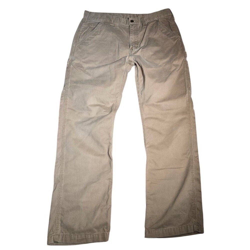 Carhartt Mens Tan Canvas Carpenter Work Pants 36x31 Straight Utility Trousers